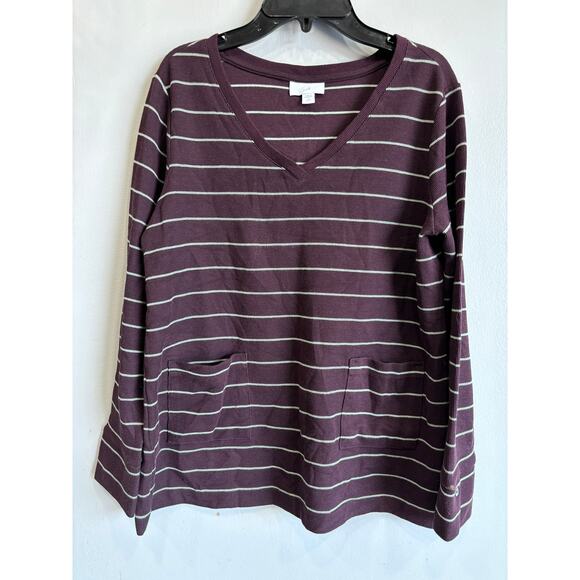 J.Jill tunic top stripes womens size Small V-neck casual comfort - Picture 1 of 3
